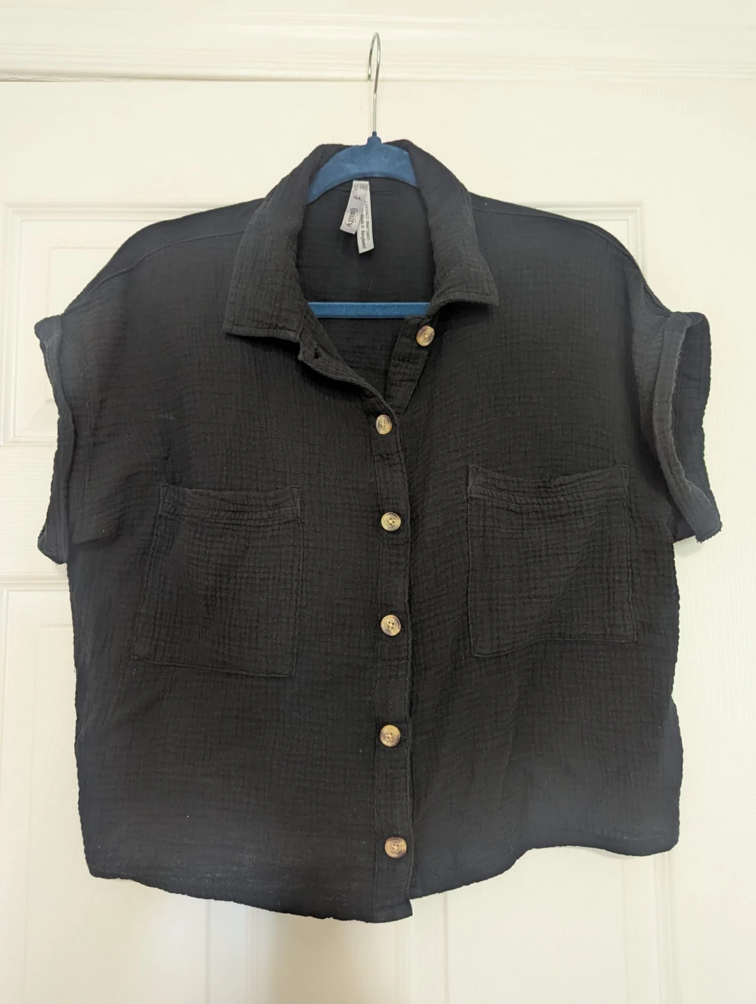 Guilty Black Button-Up Waffle Shirt