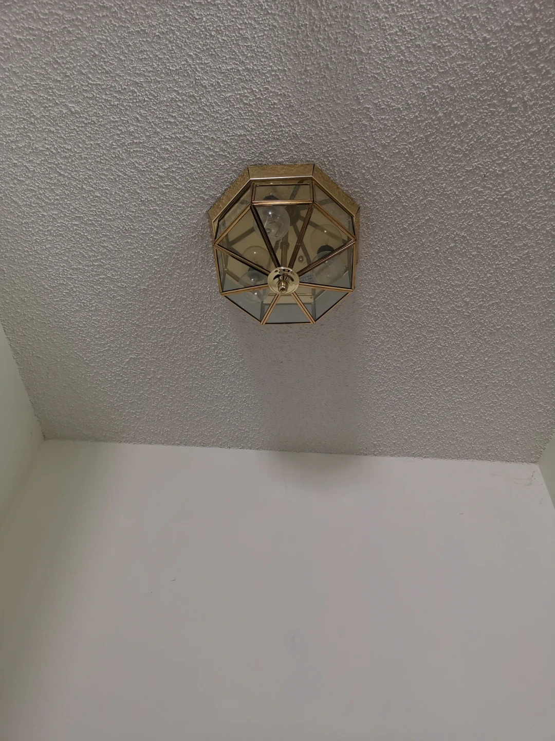 Octagonal Brass and Glass Ceiling Light - photo 2