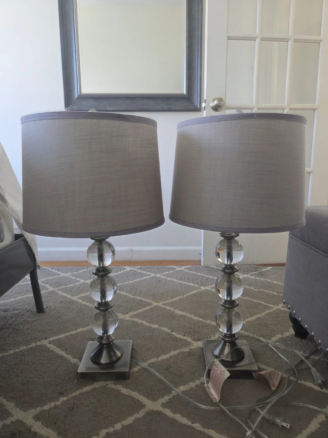 Set of Two Crystal Sphere Table Lamps