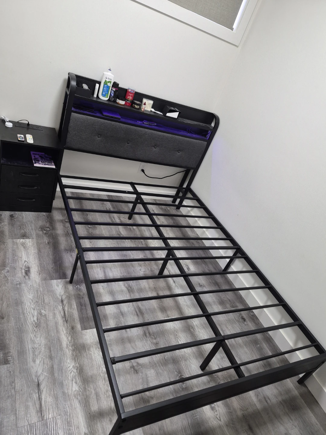 LED Light Full/Double Sized Bed Frame with Nightstand - photo 2