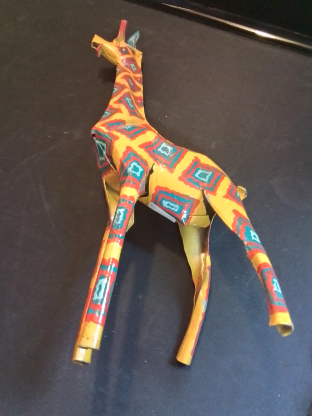 Authentic Zimbabwe Hand-Painted Giraffe Folk Art Sculpture - photo 5