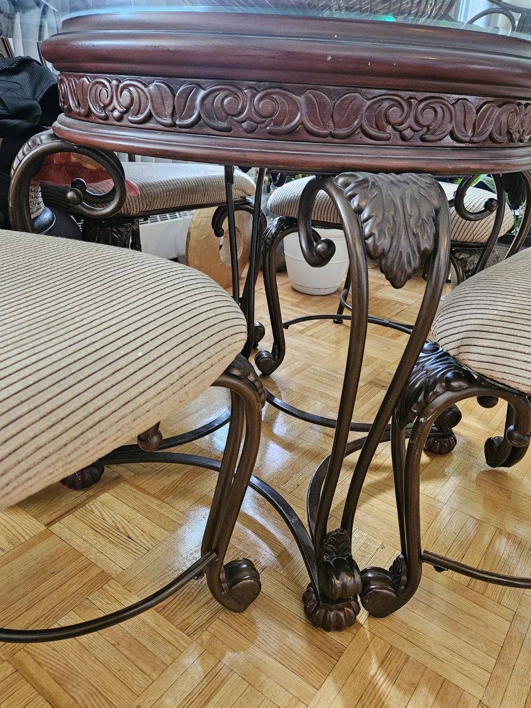 Wrought Iron and Glass Dining Table with 4 Chairs - photo 3