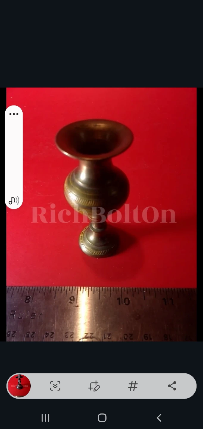Small Brass Etched Vase - photo 2