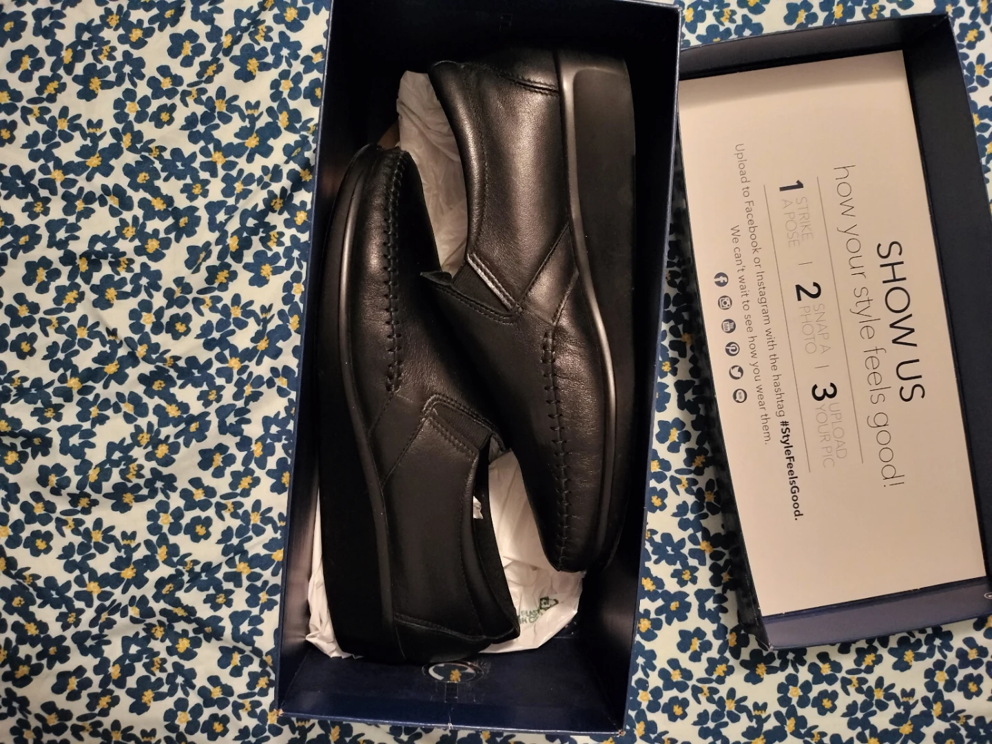 SAS Black Leather Slip-on Shoes