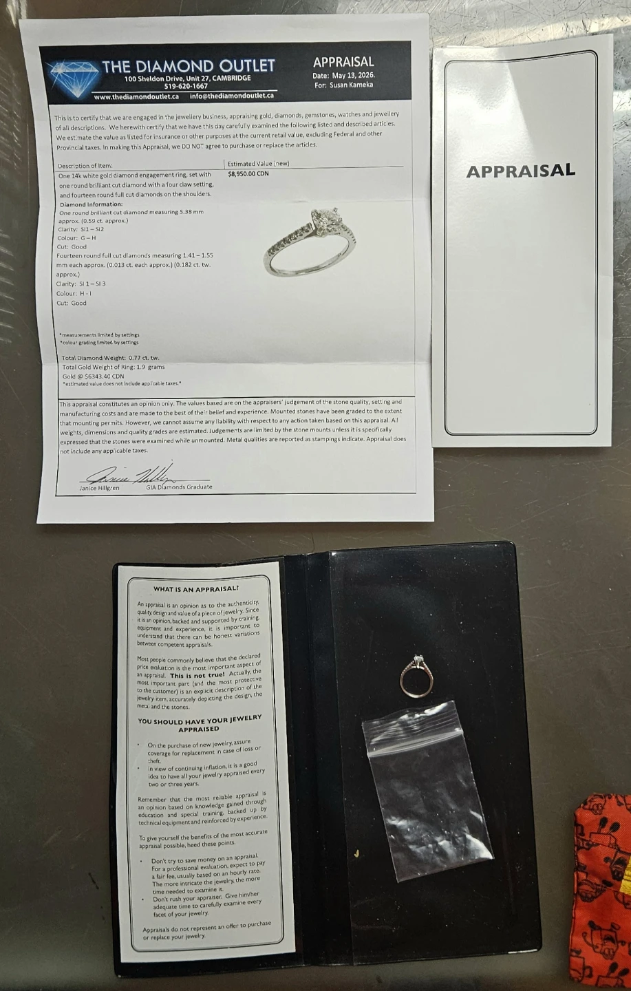 14K White Gold Diamond Engagement Ring with 0.77 ct Natural - photo 2