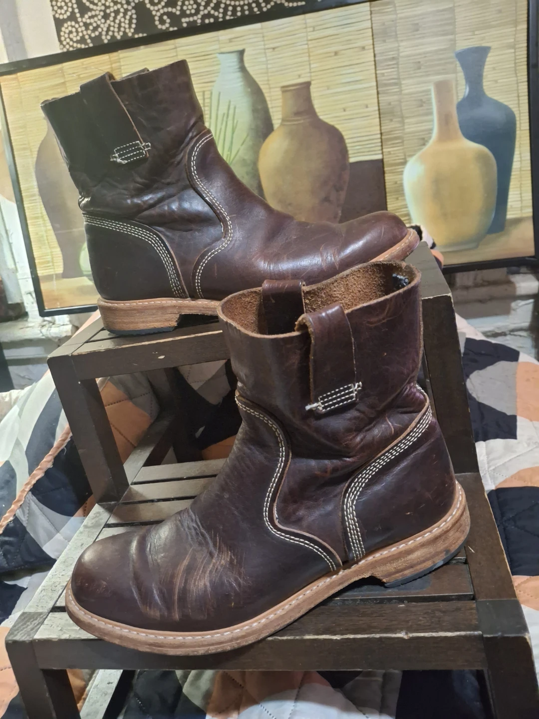 Dark Brown Leather Pull-On Work Boots - photo 4