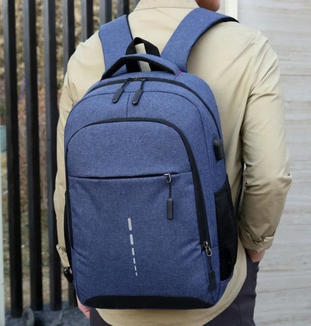 Blue USB Charging Laptop Backpack - photo 5