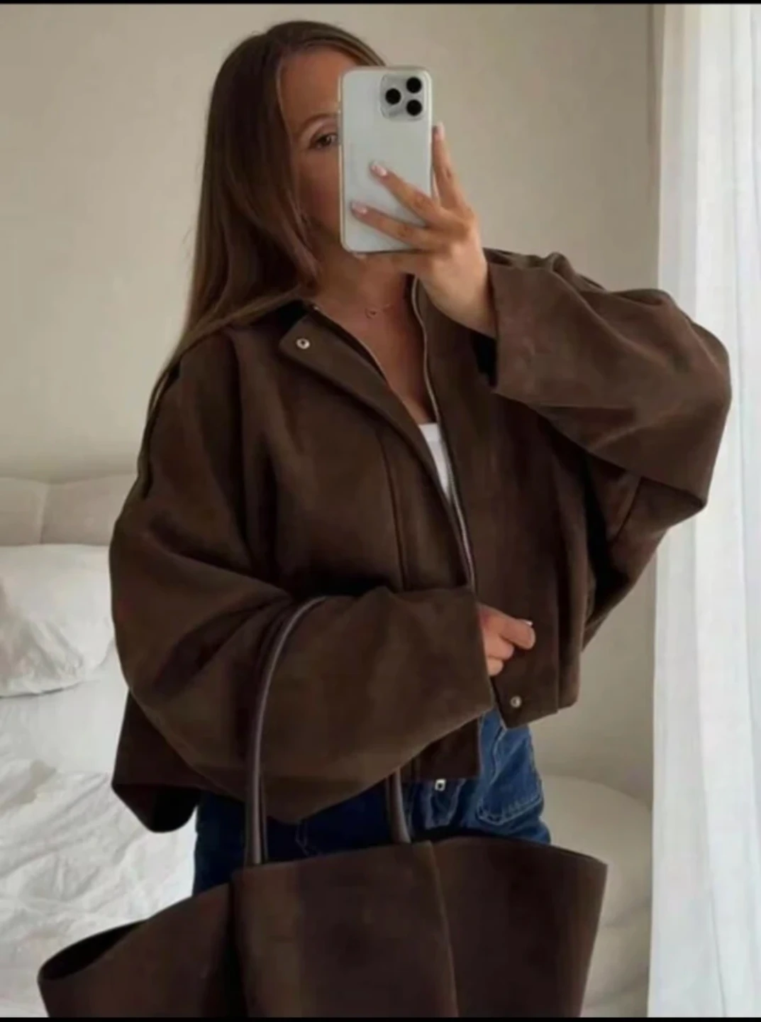 Brown Suede Bomber Jacket