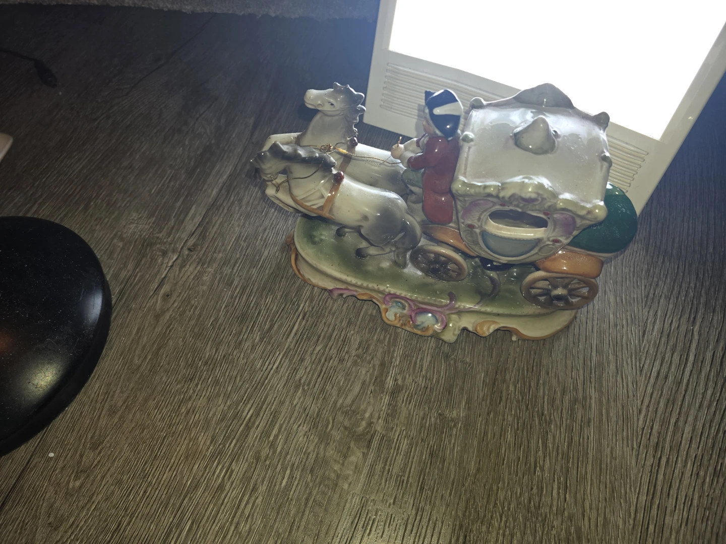 Vintage Ceramic Horse-Drawn Carriage Figurine