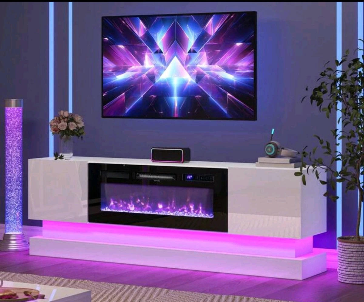 Electric Fireplace TV Stand with RGB LED Lighting