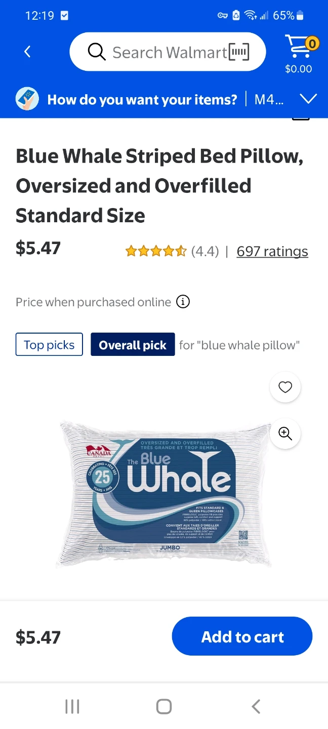 Blue Whale Striped Bed Pillow - Jumbo