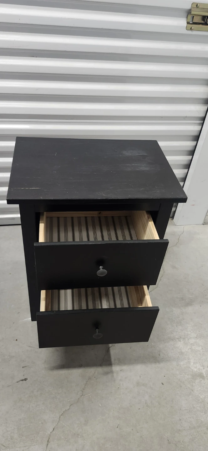 Ikea Black 2-Drawer Nightstand - photo 2