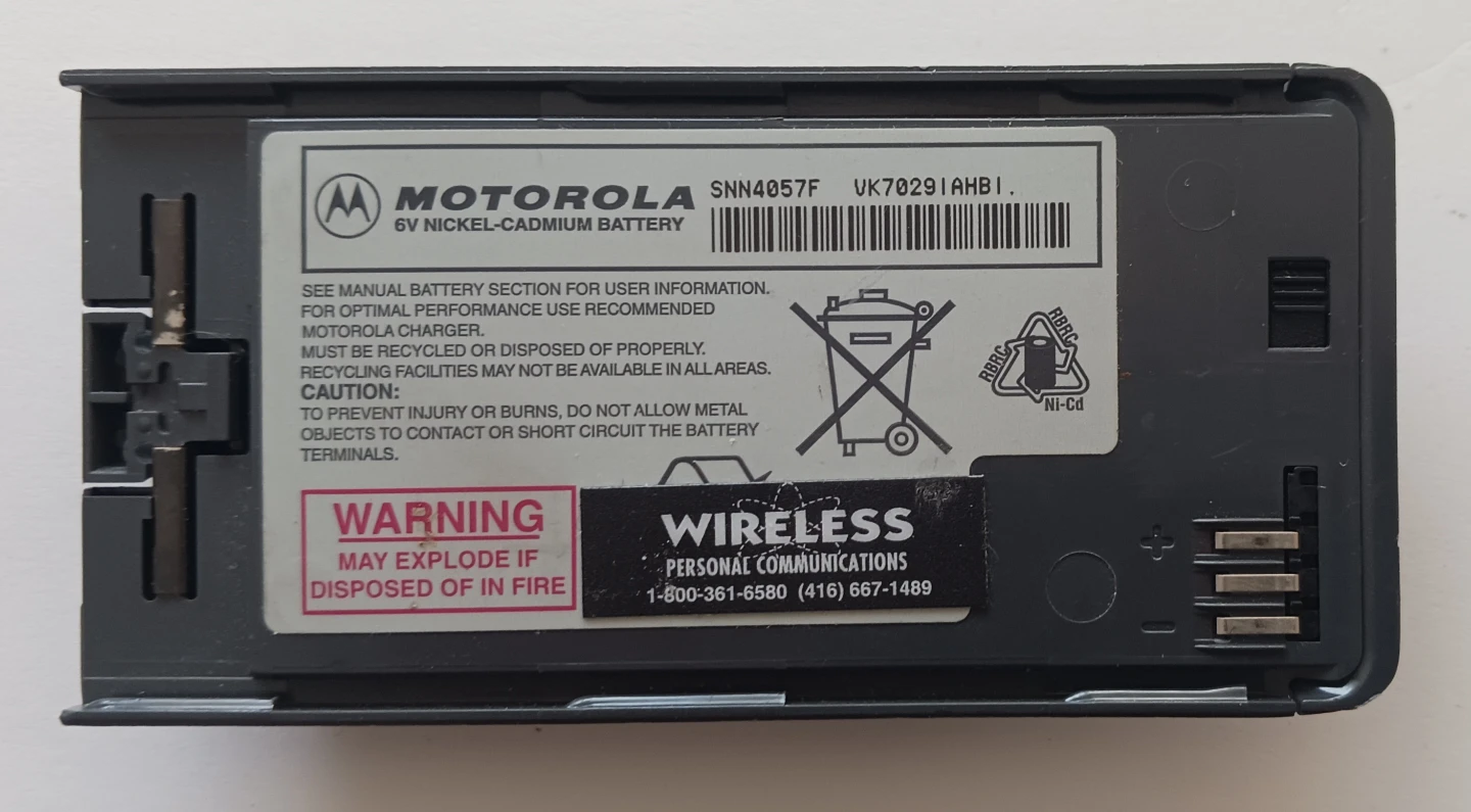 Motorola SNN4057F 6V Nickel-Cadmium Battery