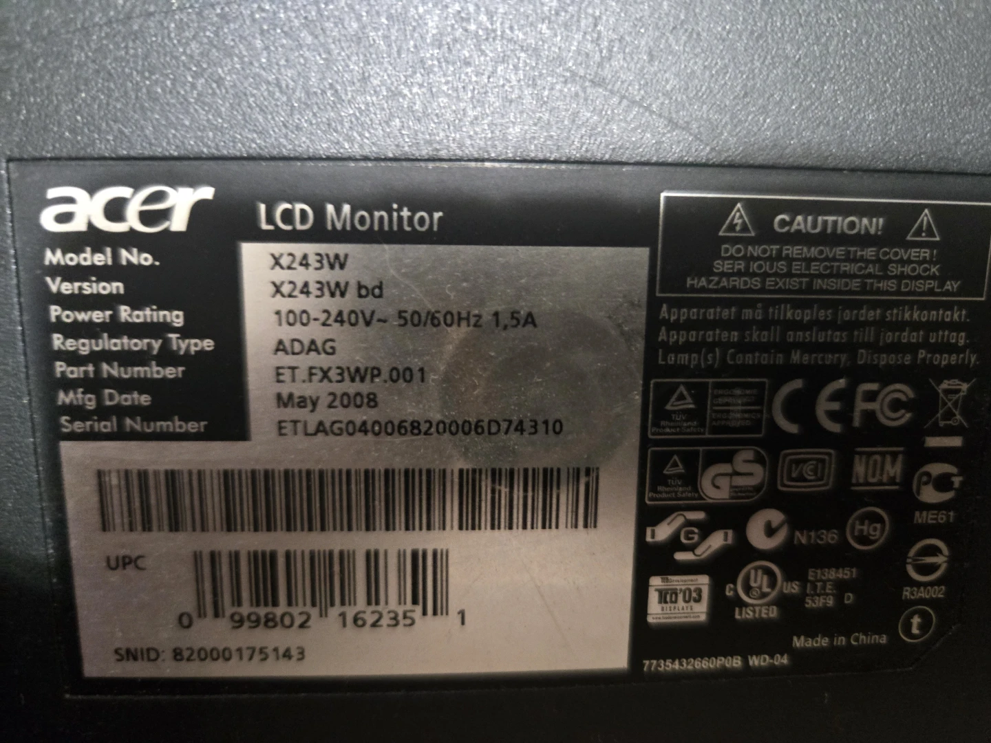 acer LCD Monitor (untested) - photo 2