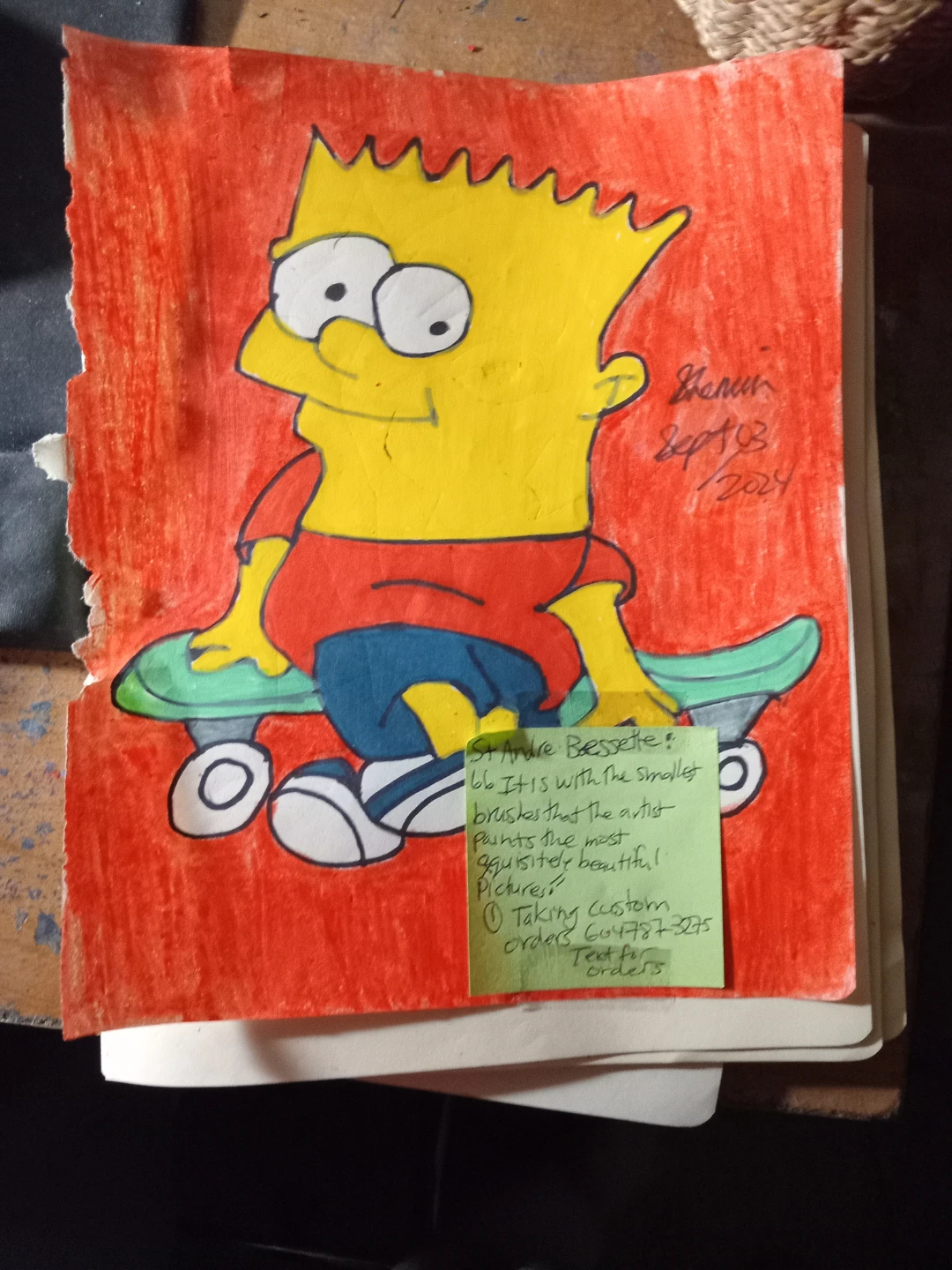 BART SIMPSON DRAWING BY CUSTOM ARTIST SHERWIN