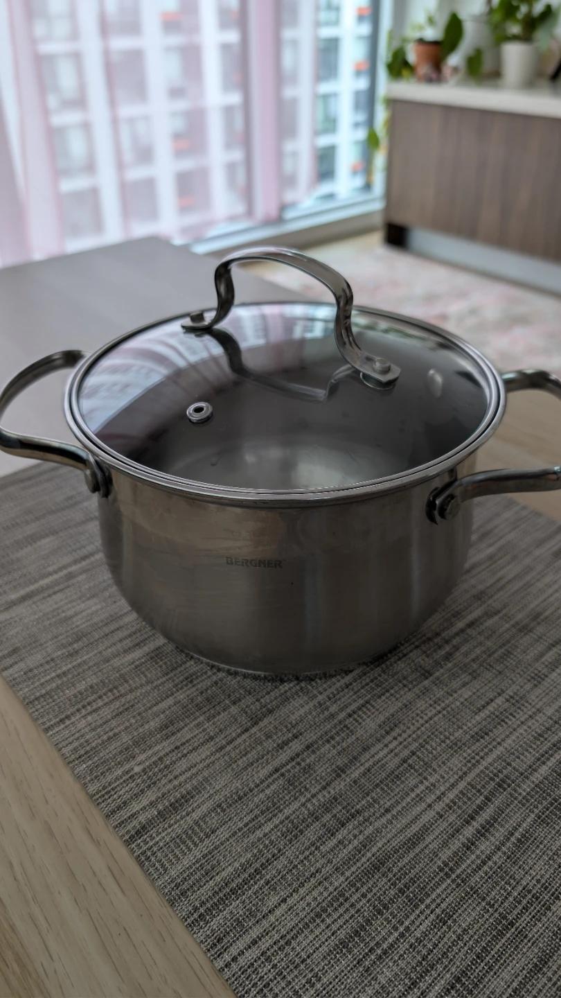 Bergner Stainless Steel Cooking Pot with Glass Lid