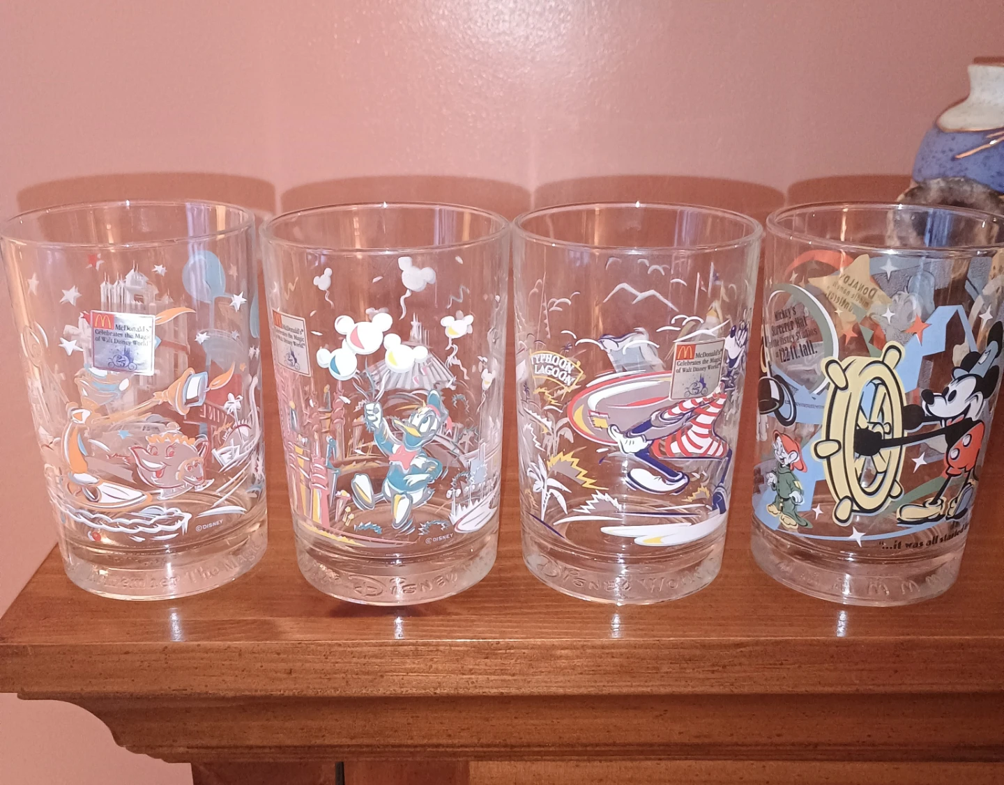 4x McDonalds Glasses 1996 x3, 2001 100th Disney Anniversary