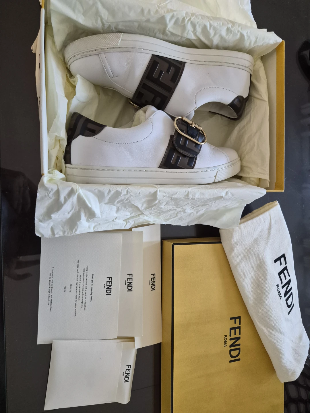 Fendi White Leather Sneakers - Size 37