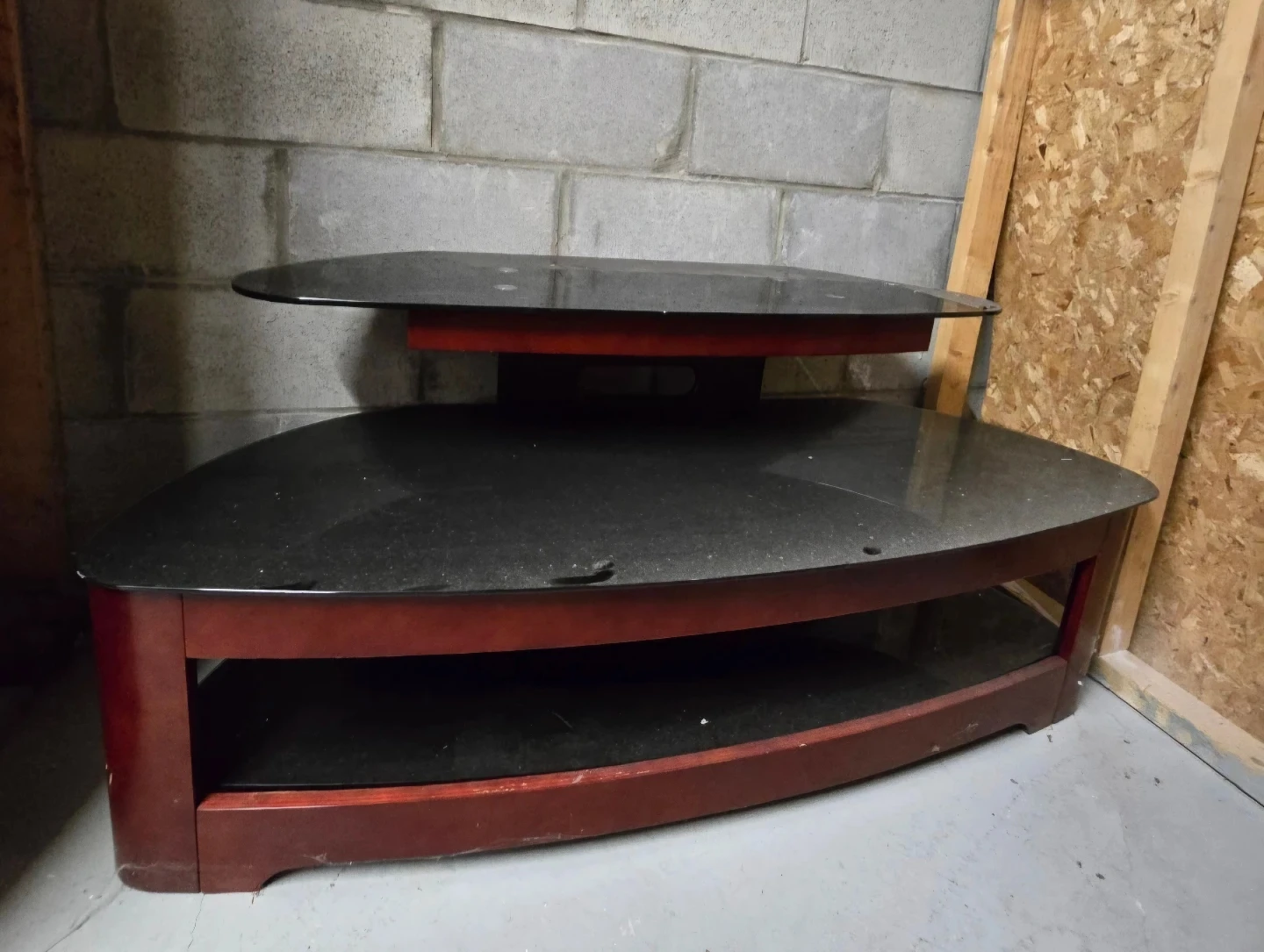 Glass and Cherry Wood TV Stand