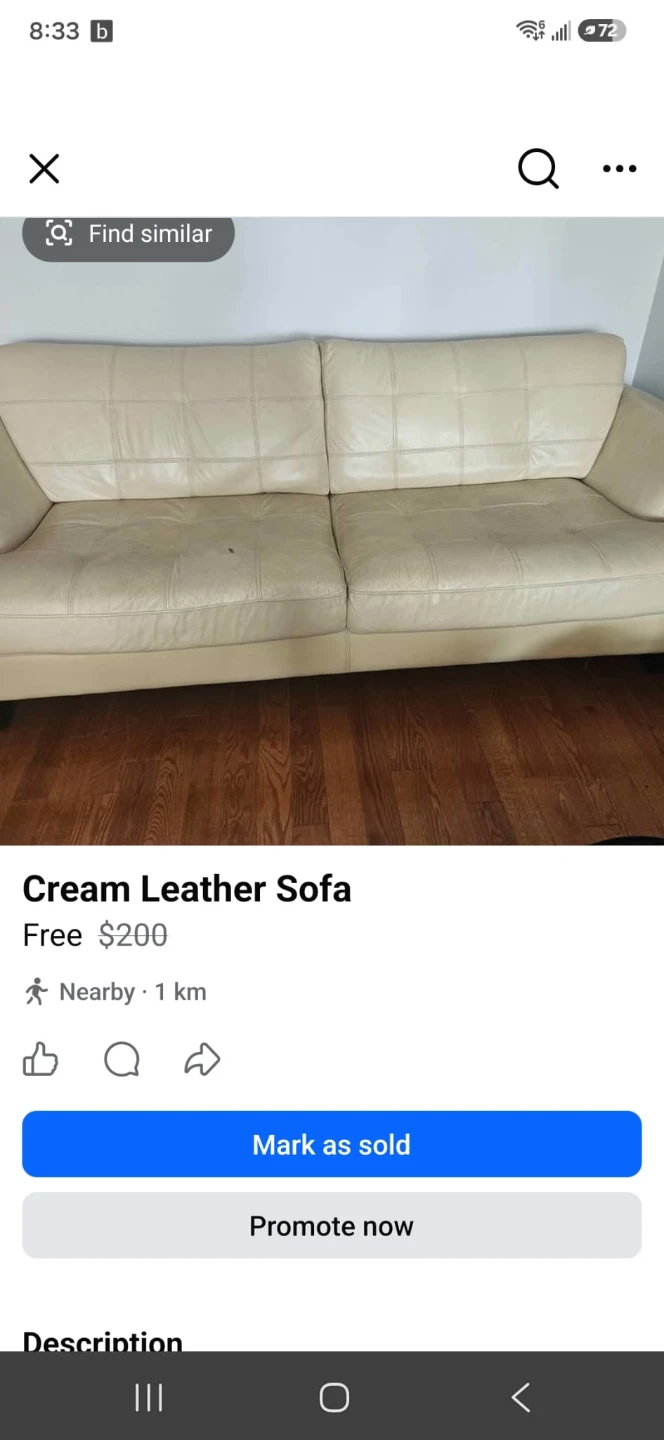 Cream Leather Sofa