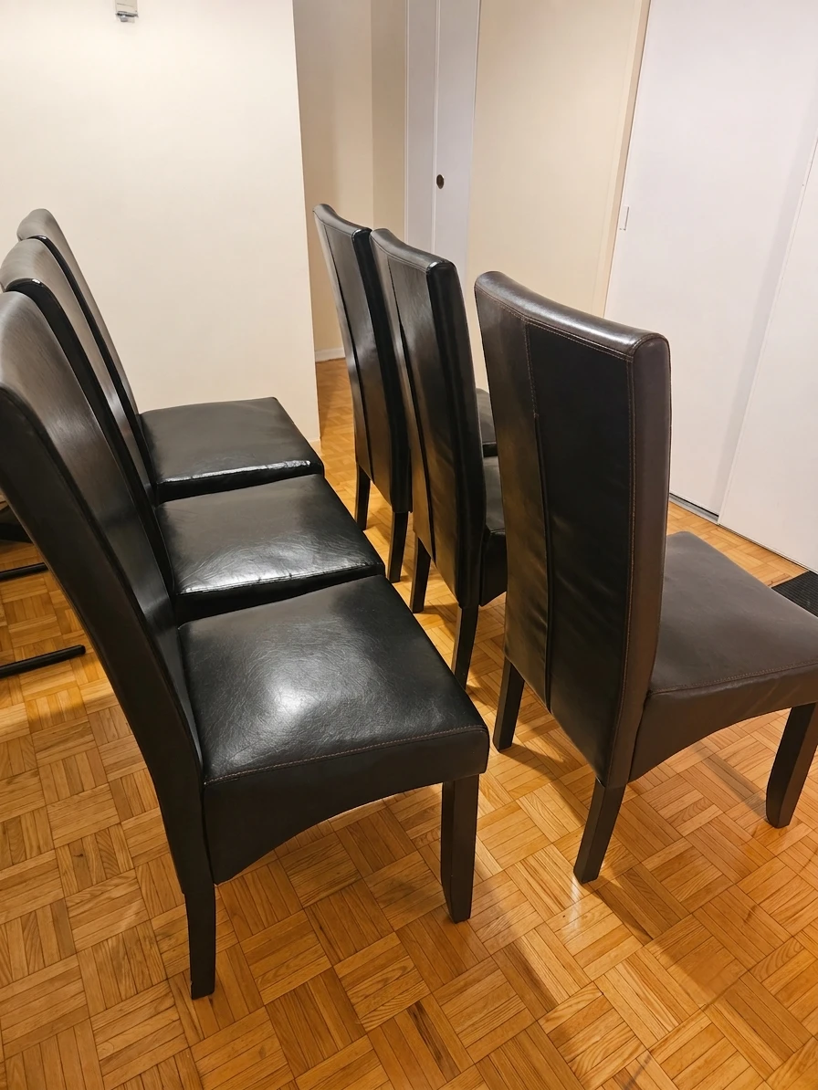 Set of 6 black upholstered dining chairs