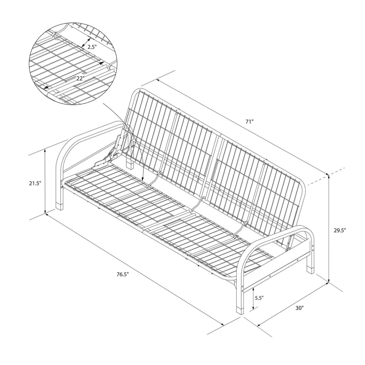 Metal Arm Futon