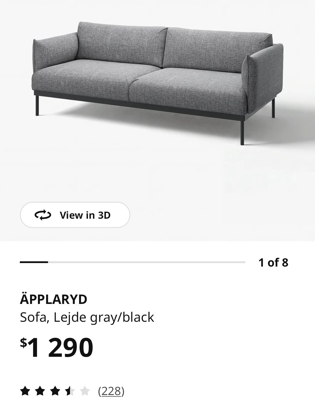 IKEA ÄPPLARYD Sofa in Lejde Gray/Black - photo 3