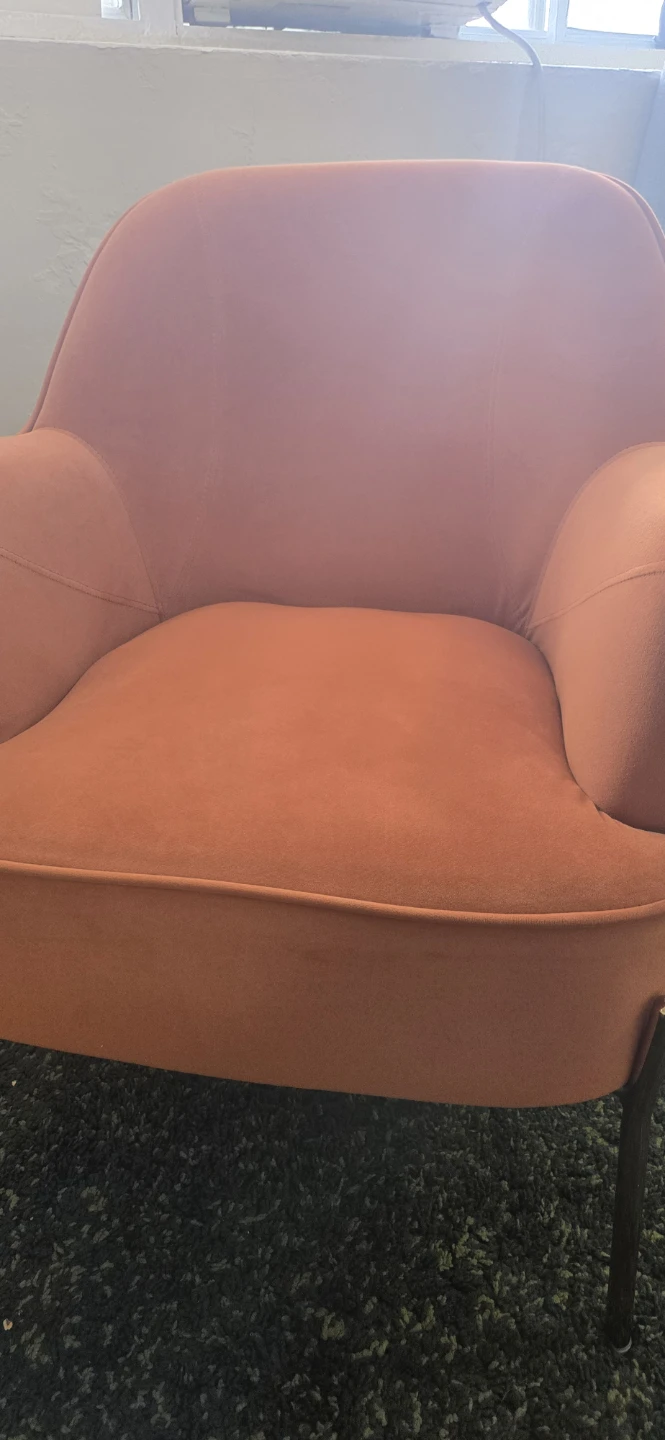 Two Orange Velvet Accent Chairs - photo 2