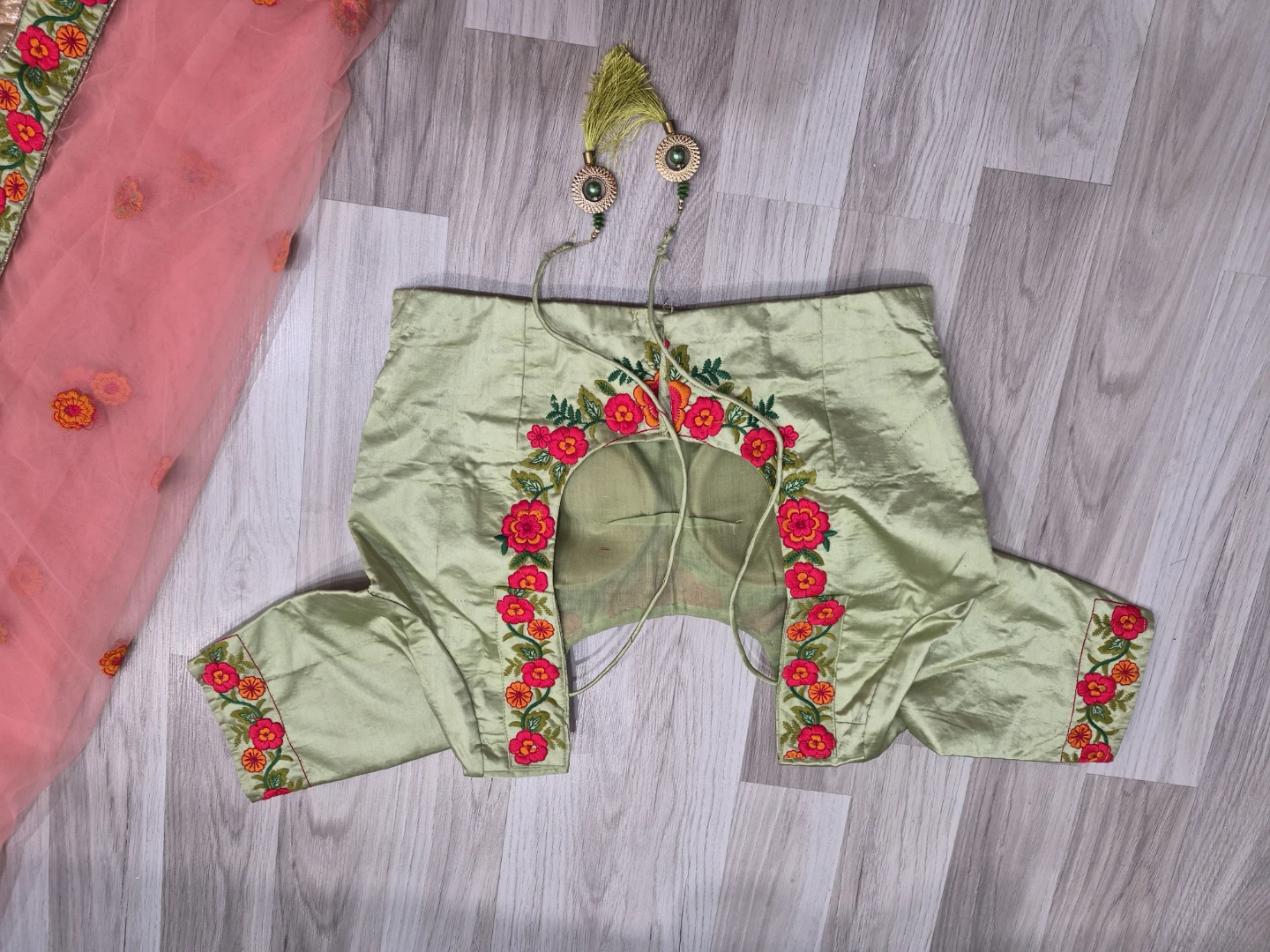 Embroidered Light Green Lehenga Choli Set - photo 3