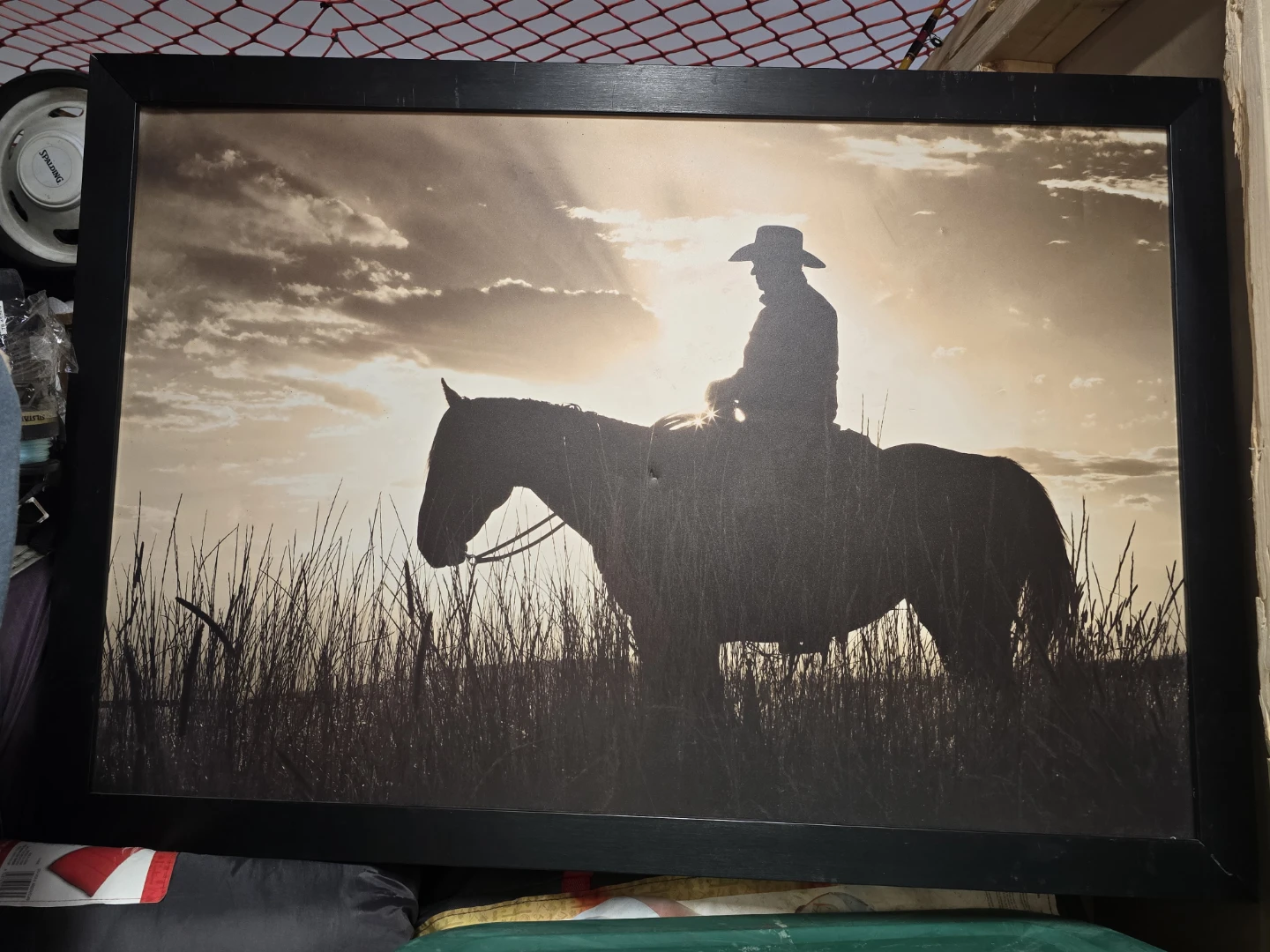 3 art pieces: Cowboy,  Colorful Sunset &  Zebra Print Canvas Art