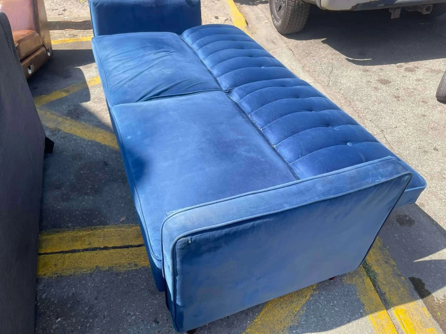 Blue Velvet Mid-Century Style Sofa with delivery - photo 2