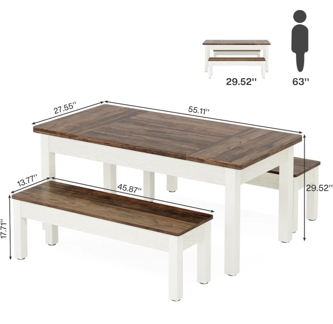 Space-Saving Dining Table with Benches - photo 5