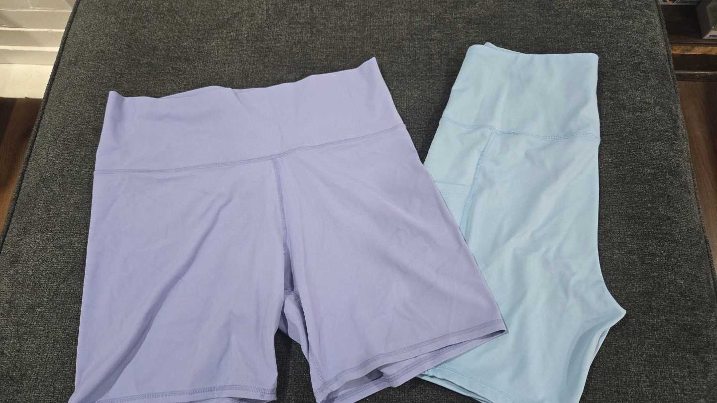 2 Pairs Women's Athletic Shorts - Lavender & Light Blue - Size L - photo 2