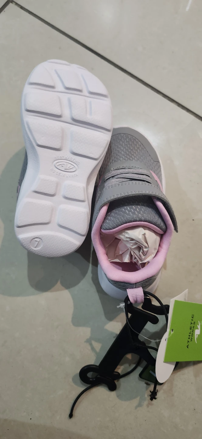 Athletic Works Toddler Girls Grey Pink Running Shoes, size 7 - photo 2