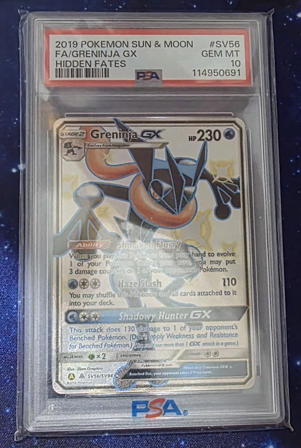 2019 Pokemon Hidden Fates Greninja GX SV56 PSA 10