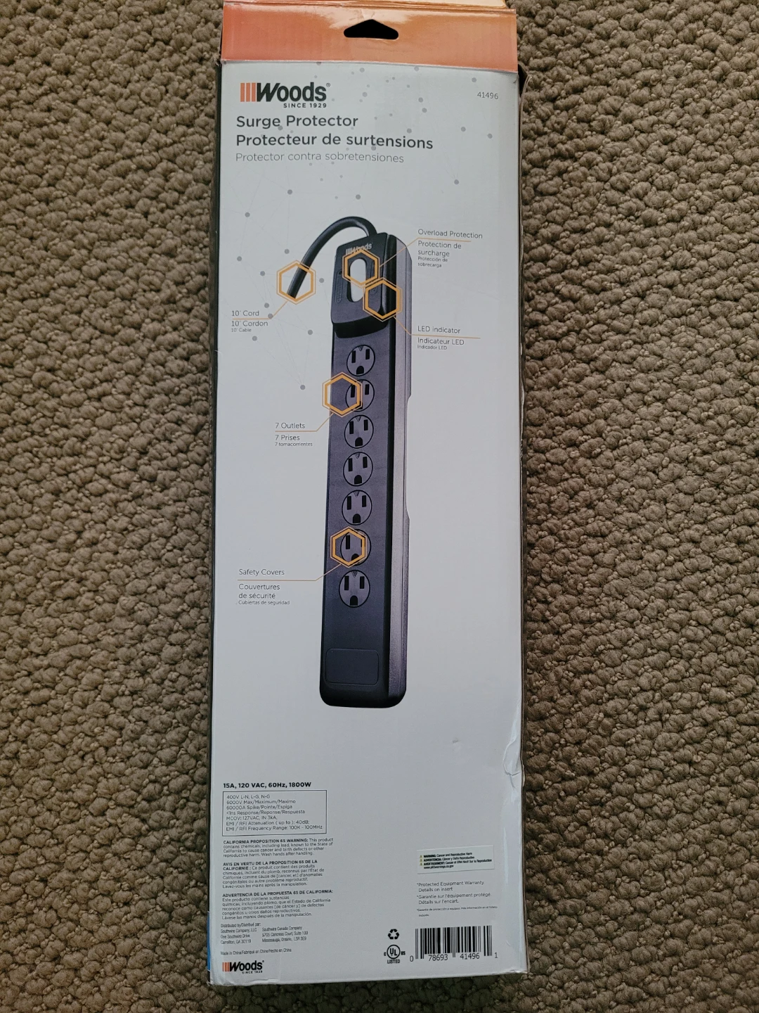 Woods 41496 Surge Protector, 7 Outlets - photo 4