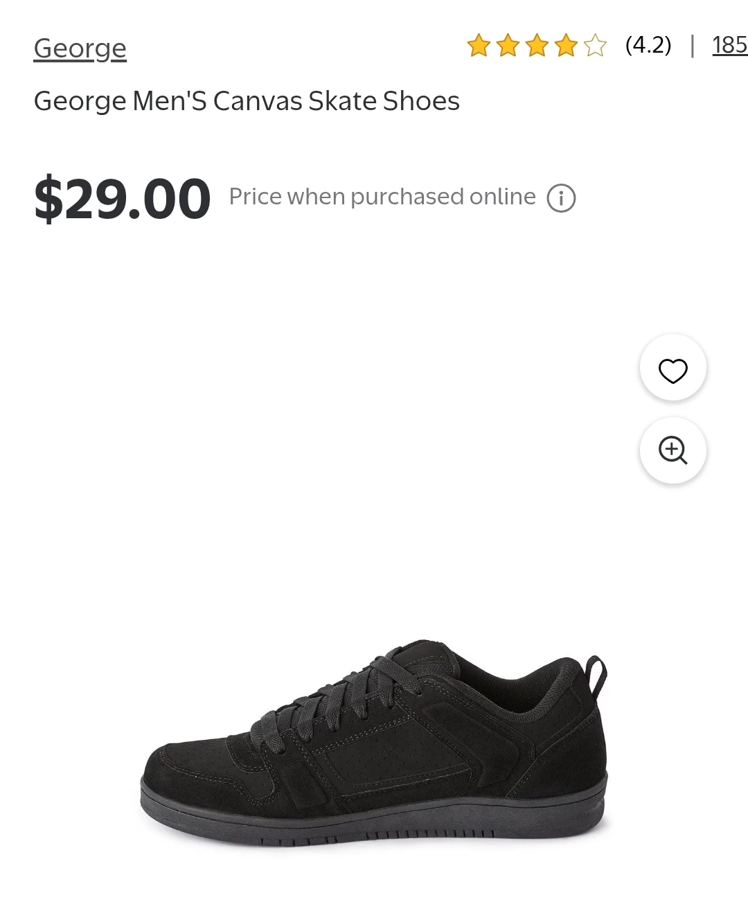 George Black Canvas Skate Shoes - 7 - M - photo 2