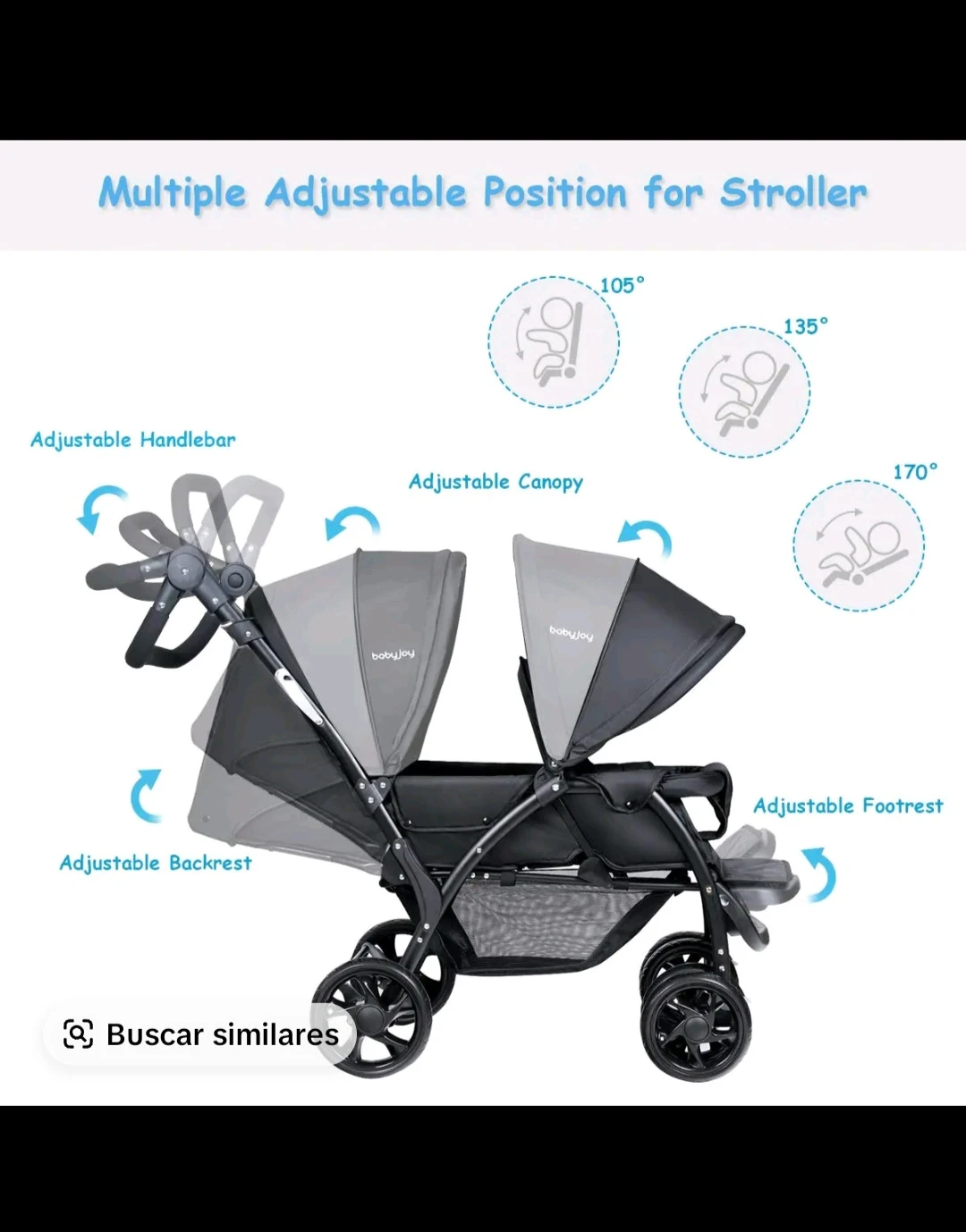 BabyJoy Tandem Double Stroller - photo 3