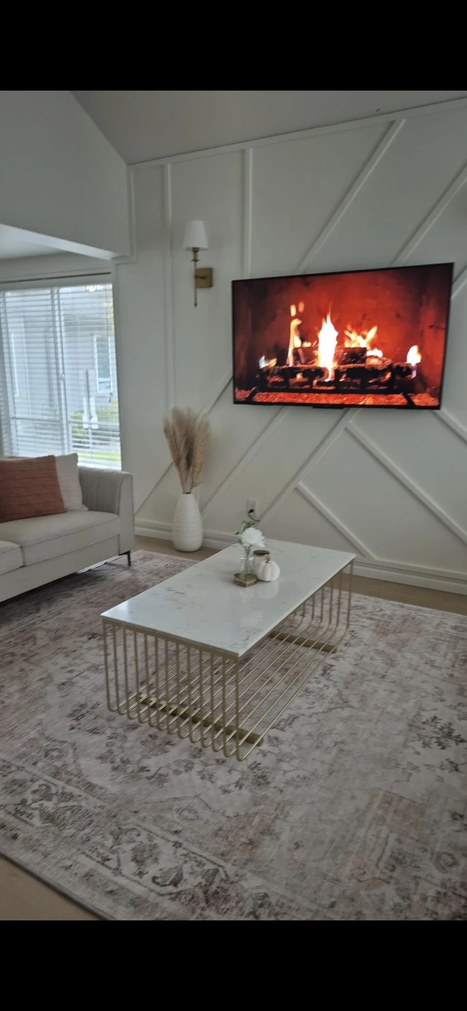 White Marble Coffee Table with Gold Base- pick up only - photo 2