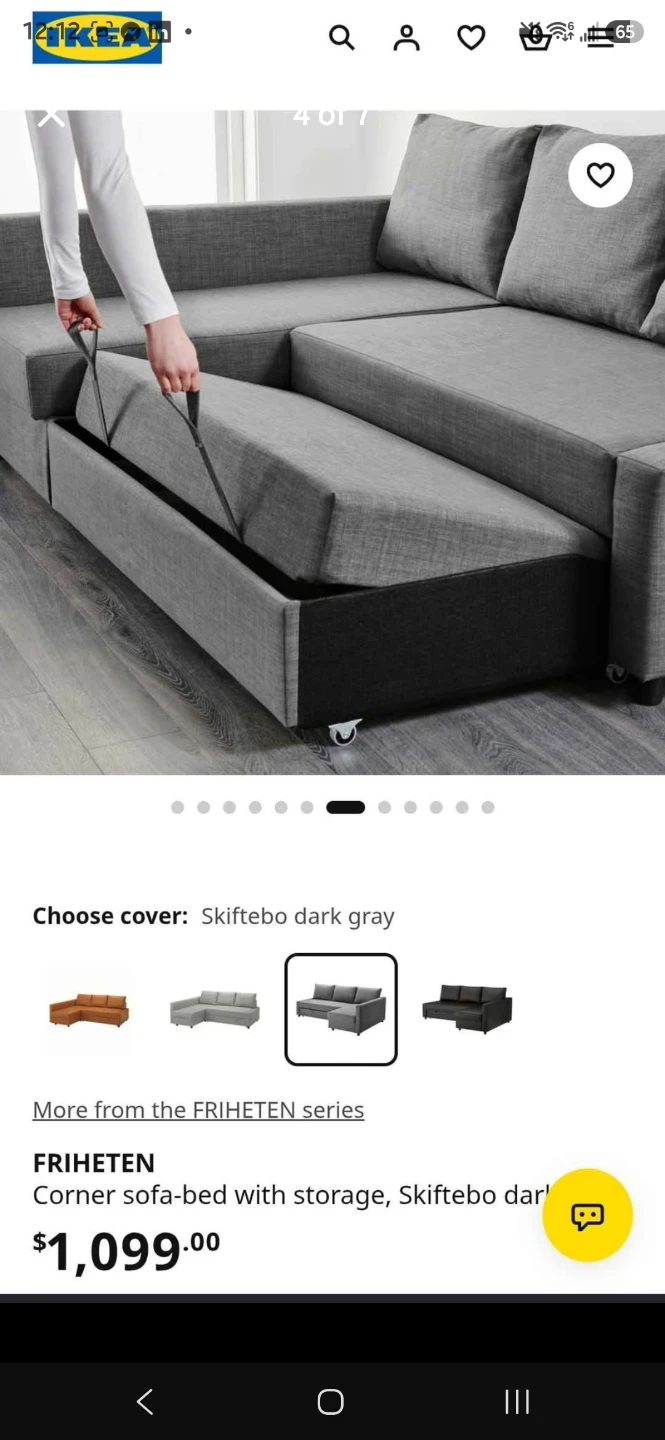 IKEA FRIHETEN Corner Sofa Bed with Storage – Dark Grey - photo 3