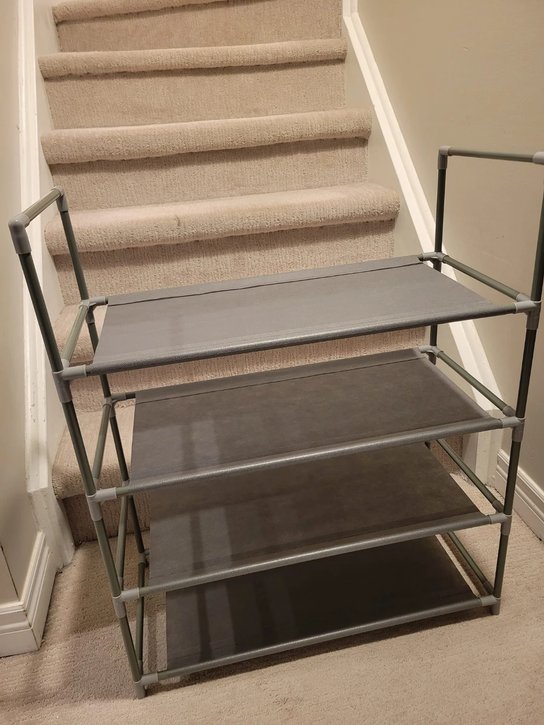 Grey 4-Tier Shoe Rack
