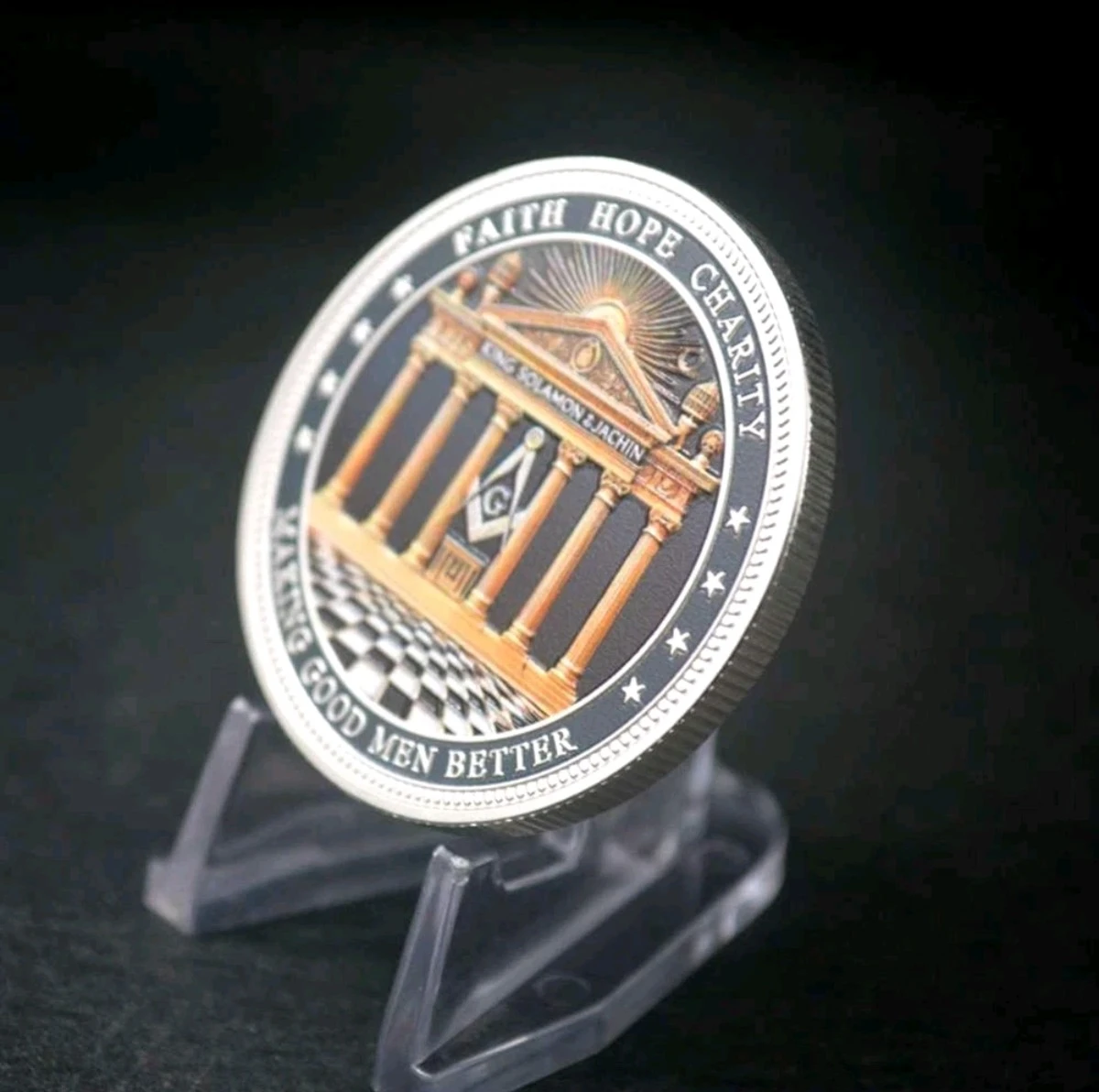 Masonic Freemason Brotherhood Hope Faith Charity Challenge Coin - photo 4