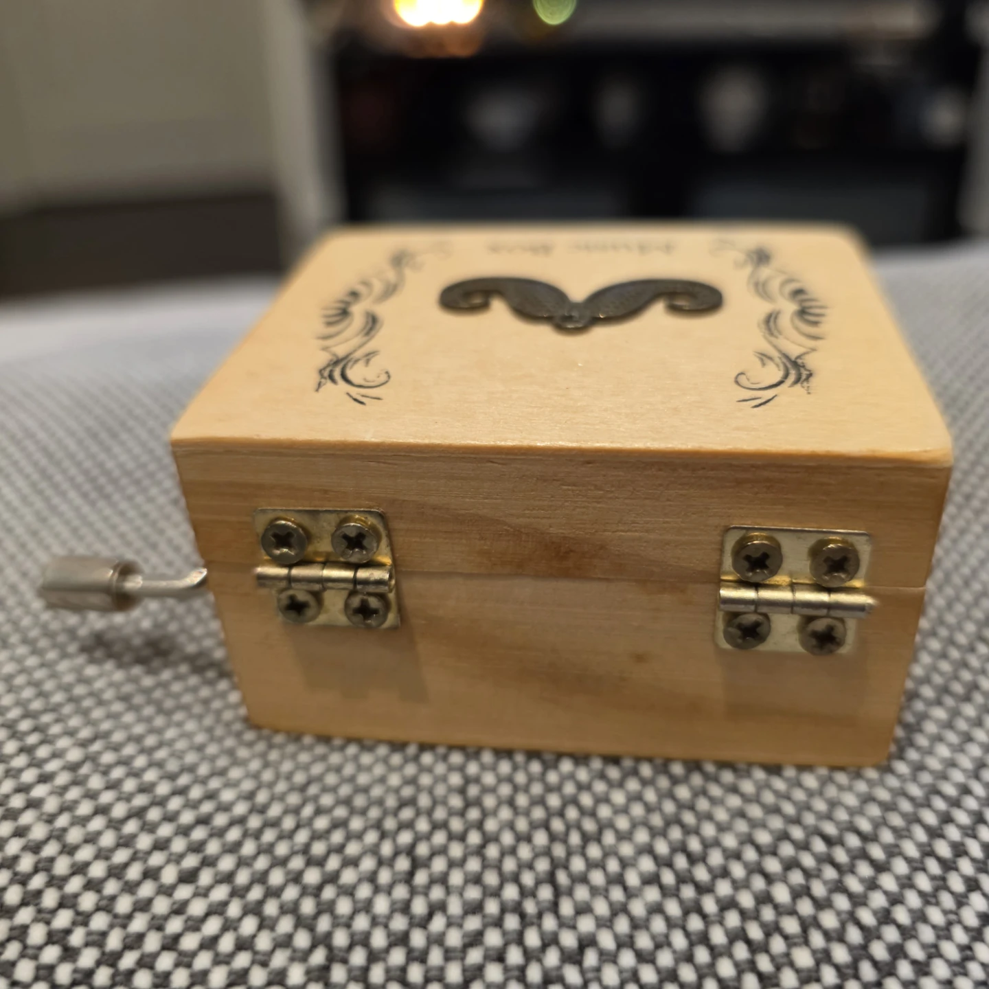 Wooden Music Box with Mustache Design - photo 3