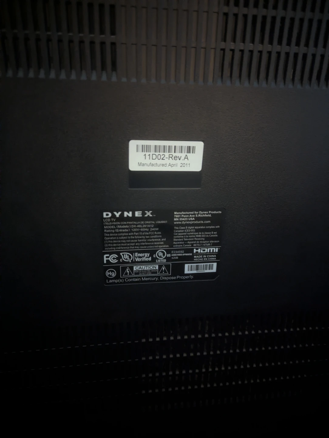 Dynex(Not Smart) 46" LCD TV - photo 2