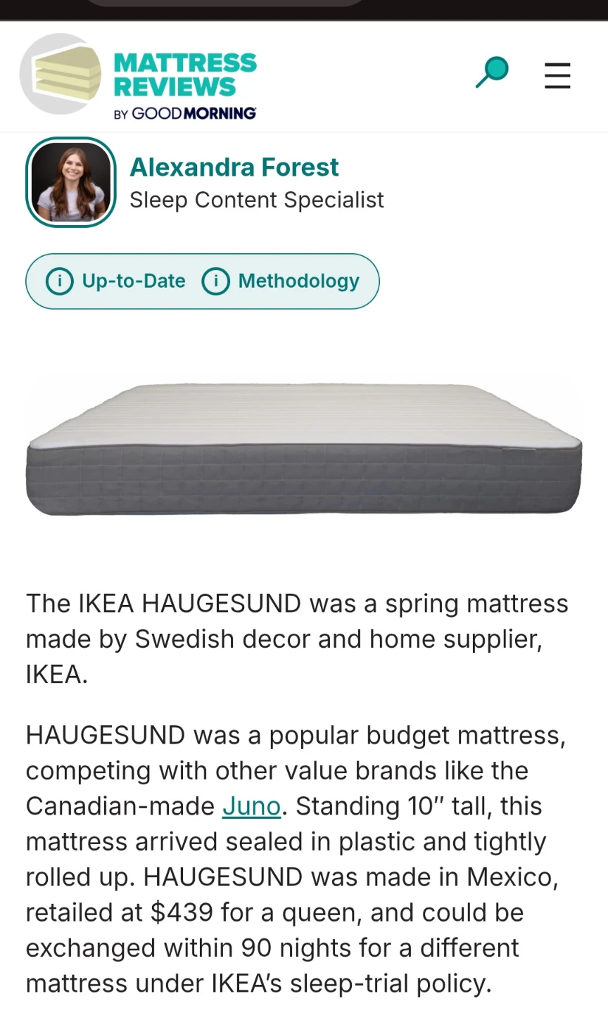 IKEA HAUGESUND Spring mattress (QUEEN size, Medium firm)