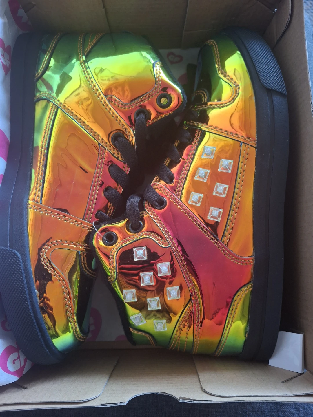Gotta Flurt Iridescent High-Top Sneakers 🏈