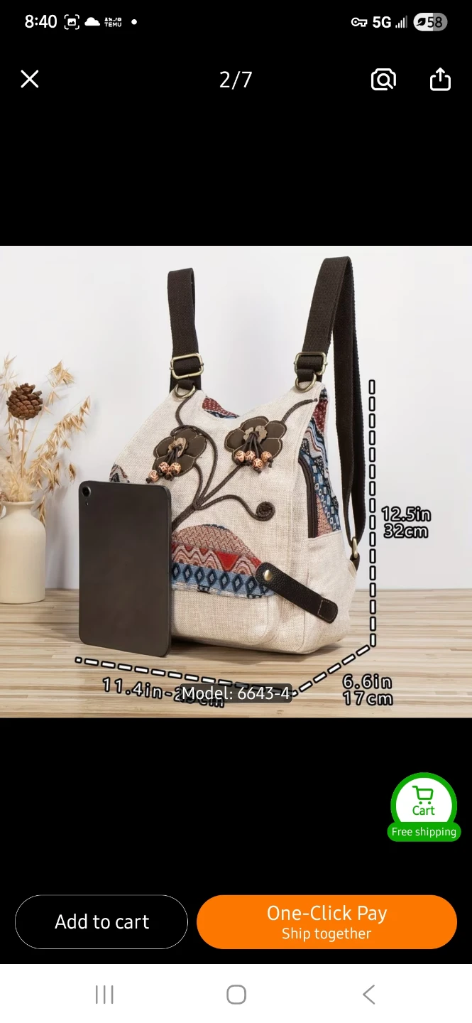 NEW Bohemian Style Floral Pattern Backpack 🎒 - photo 2