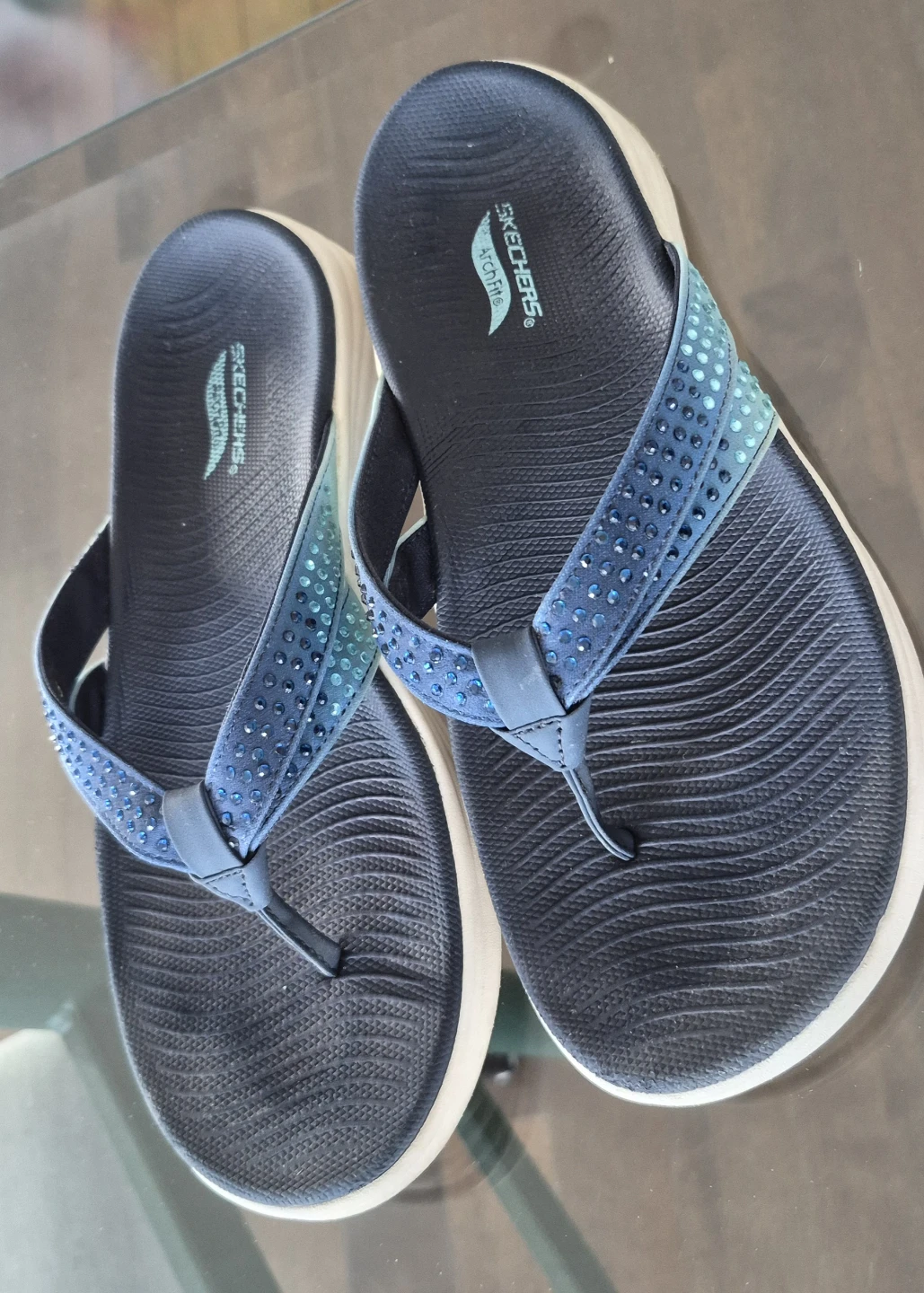 Skechers Arch Fit Radiance Ombre Blue Rhinestone Sandals - photo 2