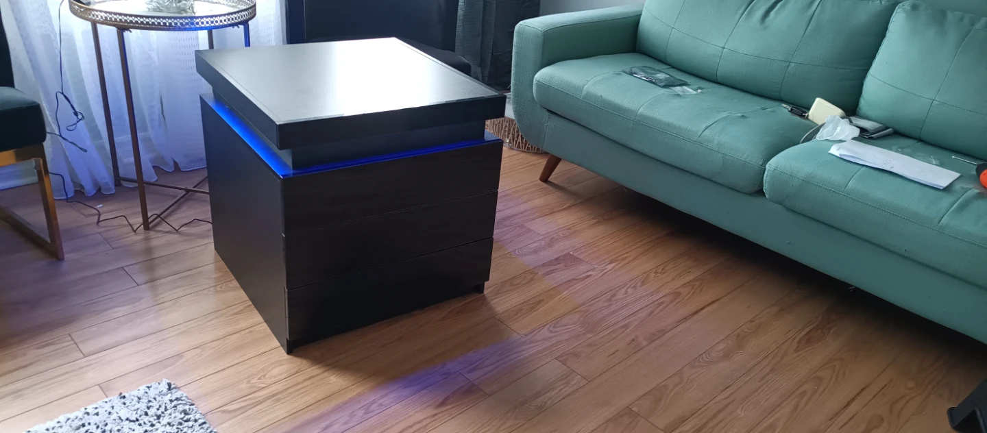 Black LED Bedside Nightstand with Storage - photo 4