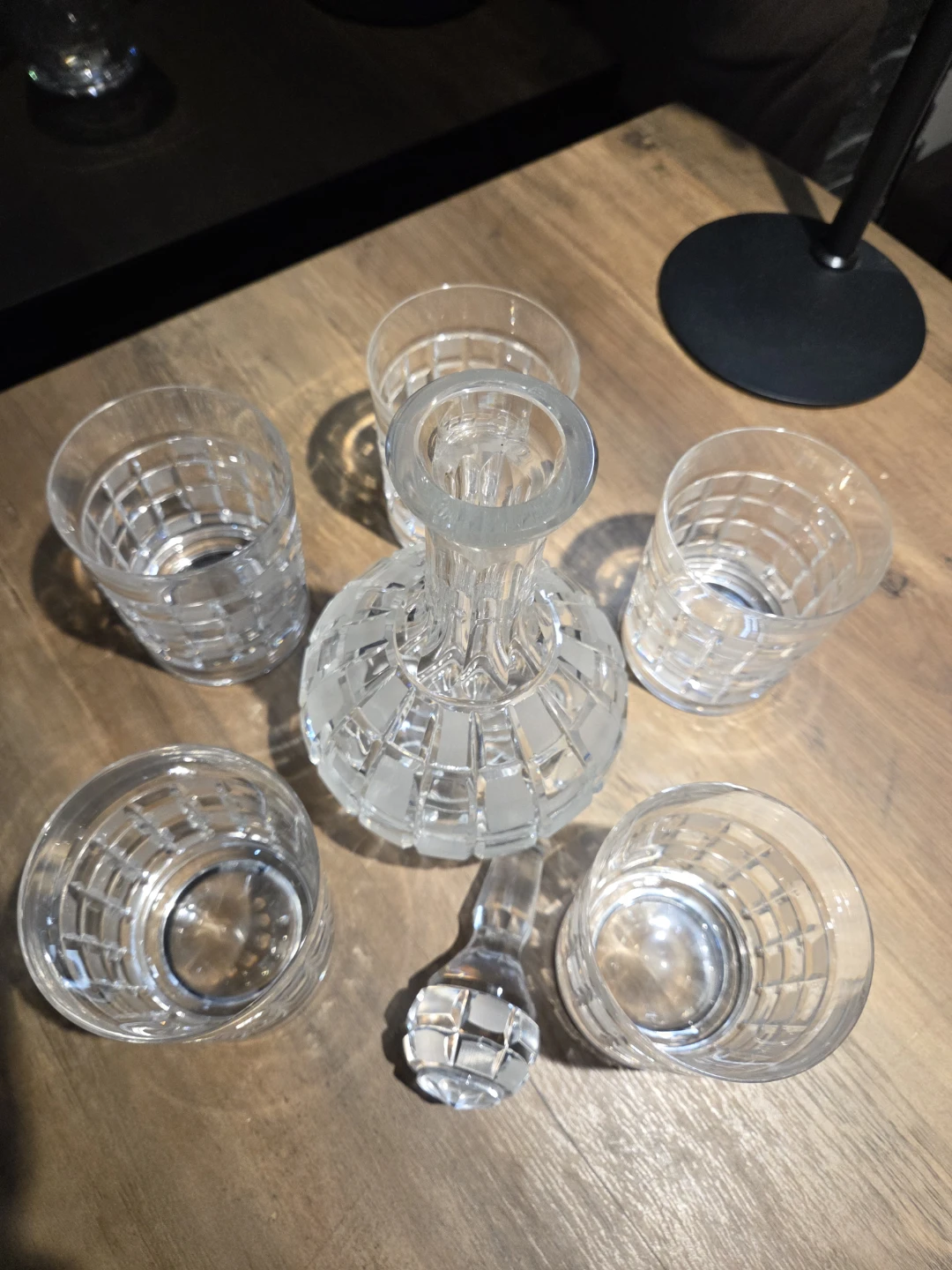 Vintage Crystal Decanter + 5 Matching Rocks Glasses - photo 4